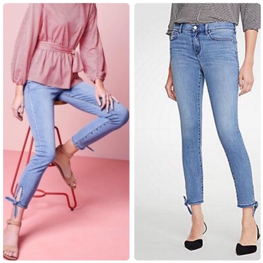 Ann Taylor Ankle Tie Performance Stretch Skinny Crop Jeans